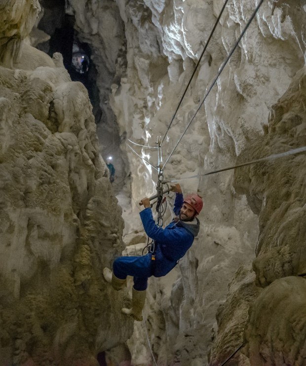 Ride Zip Lines Along the Walls of the Cavern